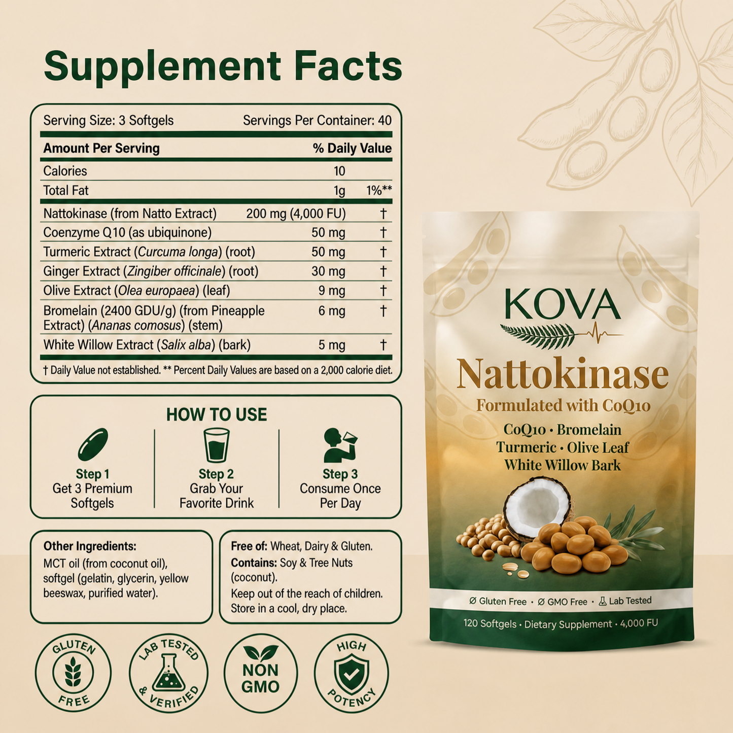 Kova Nattokinase | Fibrin Defense + Full-Body Circulation Complex
