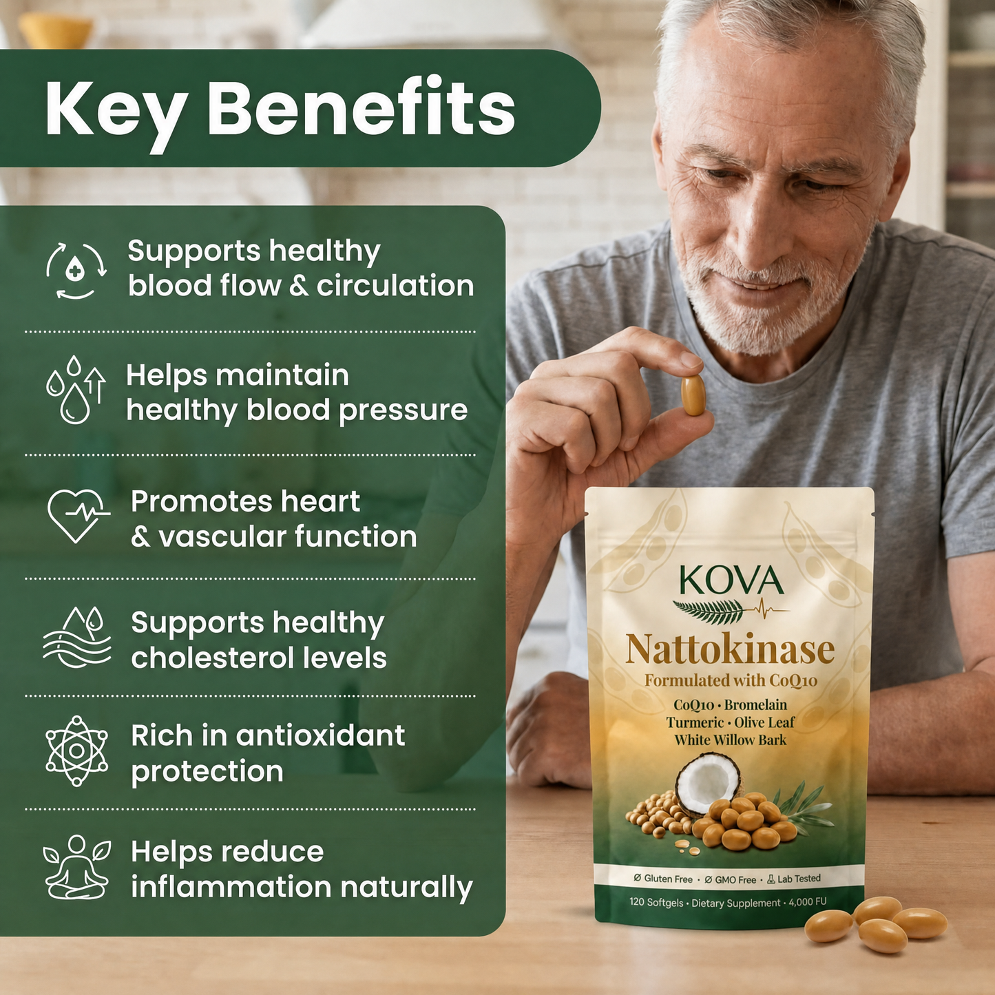 Kova Nattokinase | Fibrin Defense + Full-Body Circulation Complex